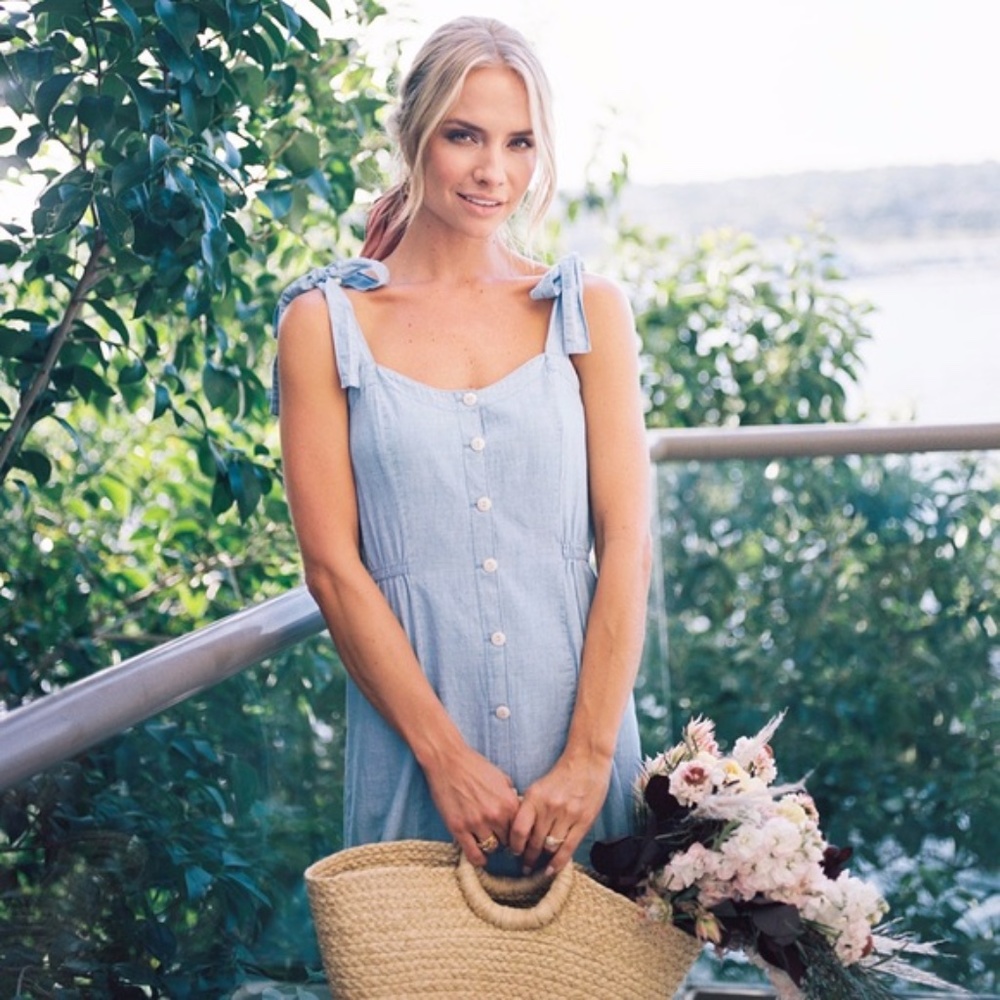 Madewell Denim Tie Strap Button Front Dress - Picture 3 of 7